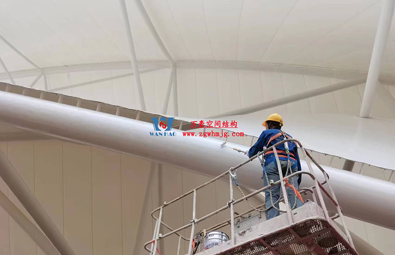 陜西定邊馬蓮灘沙漠公園鋼膜結(jié)構(gòu)工程“奮力快跑”，工程“進度條”刷新了!